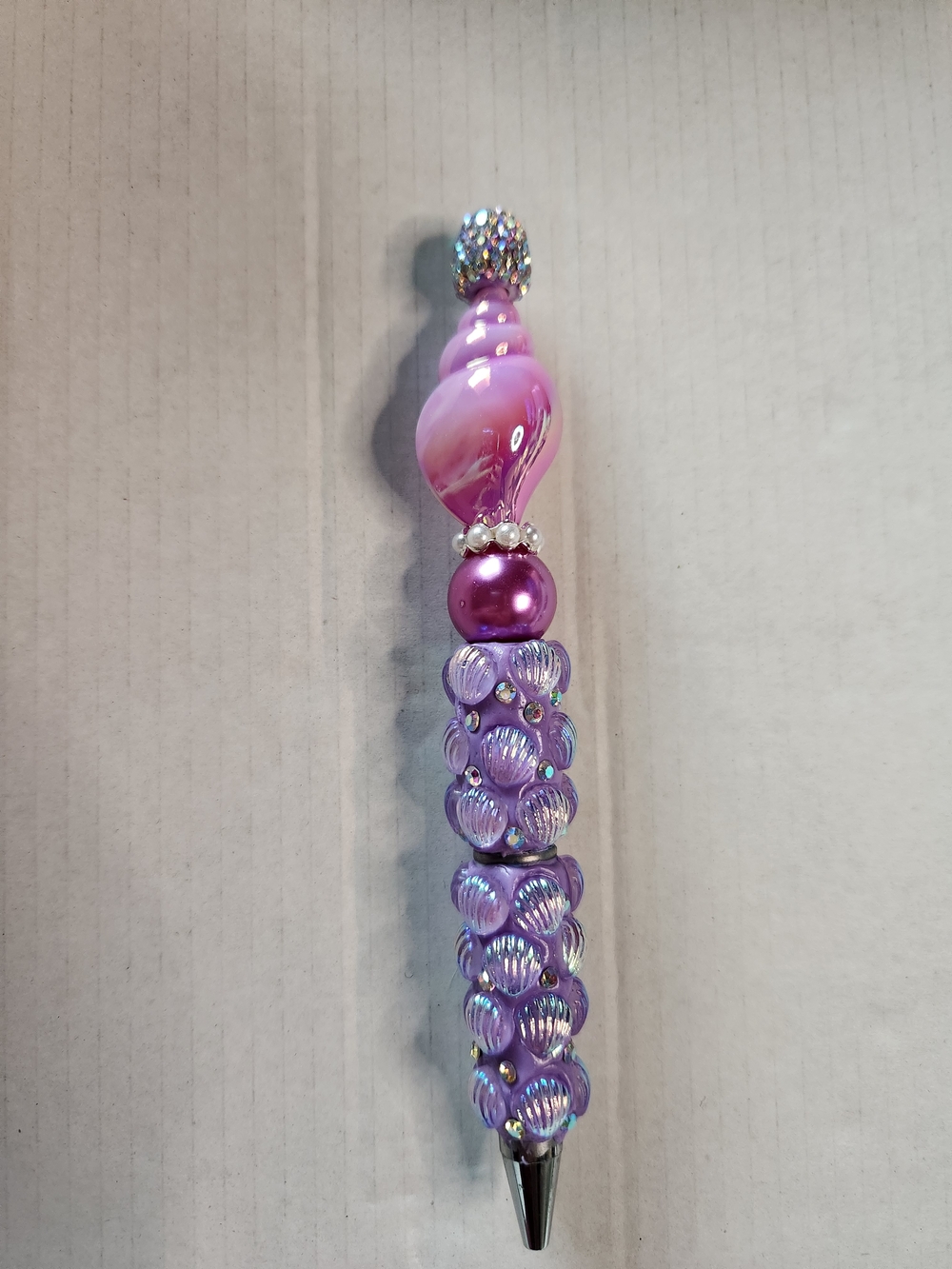 Handcrafted Purple Beaded Ballpoint Pen